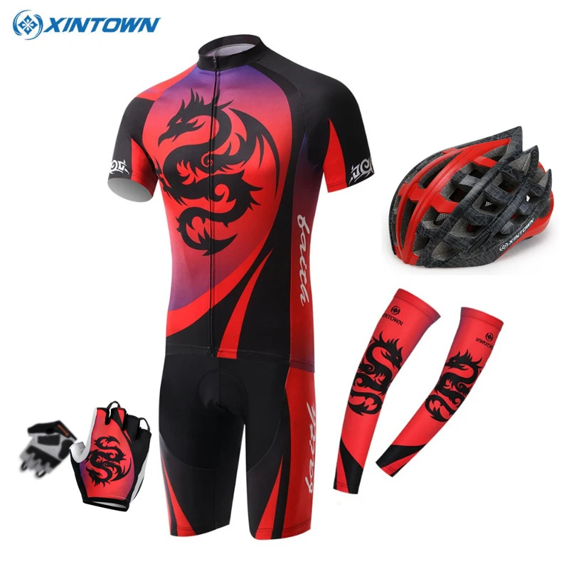 

XINTOWN Men's Cycling Jersey Breathable Bike Clothing Helmet Gloves Cuff Bicycle Clothes Ropa Ciclismo Sports Cycling Wear