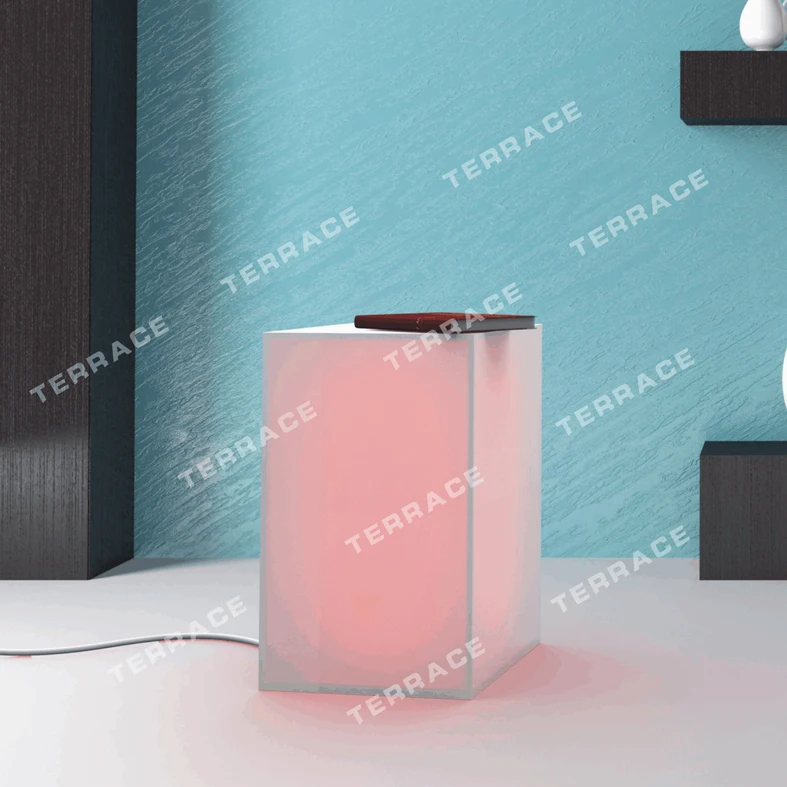 Foggy Acrylic Lighting nightstand,Lucite LED Side Sofa Tables