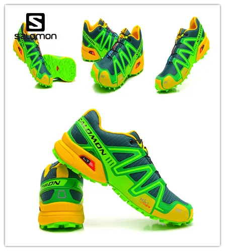 Новый Salomon Скорость Крест 3 CS III Спорт на открытом воздухе обувь темно синий apple green Бесплатная бег трусцой для мужчин's Спортивная