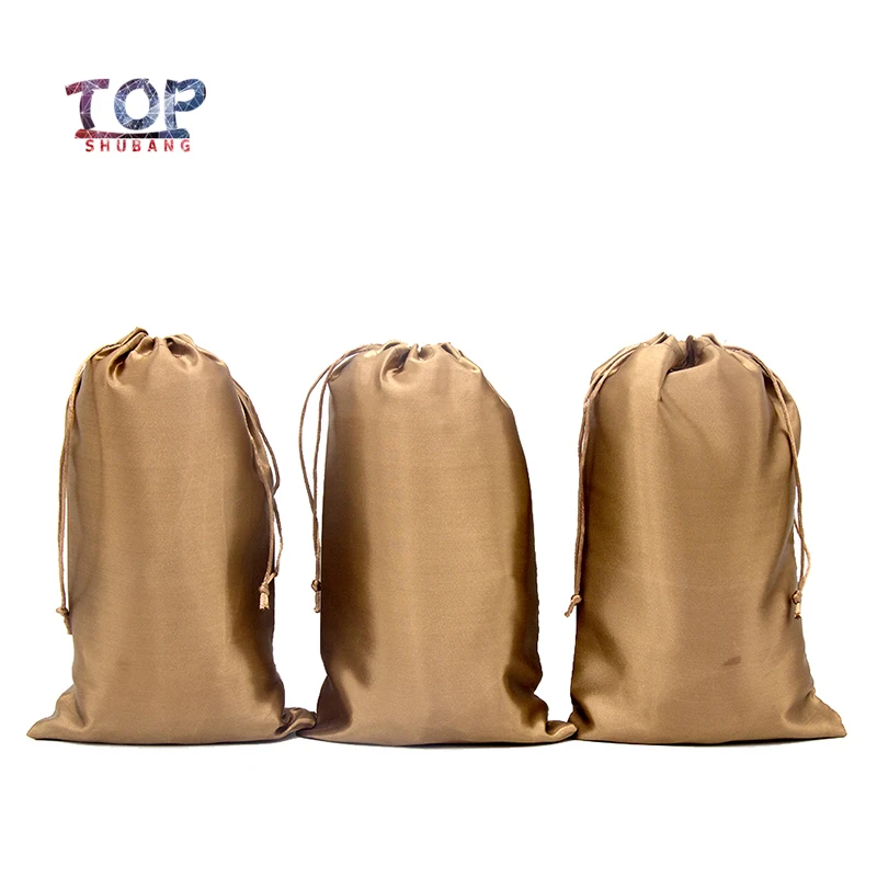 

Custom Logo Wig Brown Packaging Bags Satin Silk Bags For Gift Hair Extension Packing Drawstring Pouch Accept Virgin Hair Bags