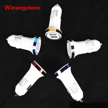 Winangeleve, 200 шт., высококачественный цветной светодиодный светильник, двойной Usb, автомобильное зарядное устройство, 2.1A+ 1A, универсальный, для Ipad, для Iphone, для samsung