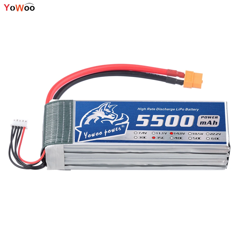 

YOWOO 14.8V RC Lipo 4s Bateria 5500mah Recharge 35c Max 70C Drone AKKU For Airplane Car Helicopter Quadcopter UAV FPV