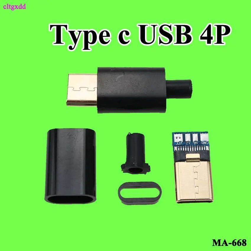 Cltgxdd DIY USB 2,0 Micro type c Мужской Разъем позолоченный гнездовой разъем 4 Pin 5Pin тип A компоненты белый черный - Цвет: Type c Black