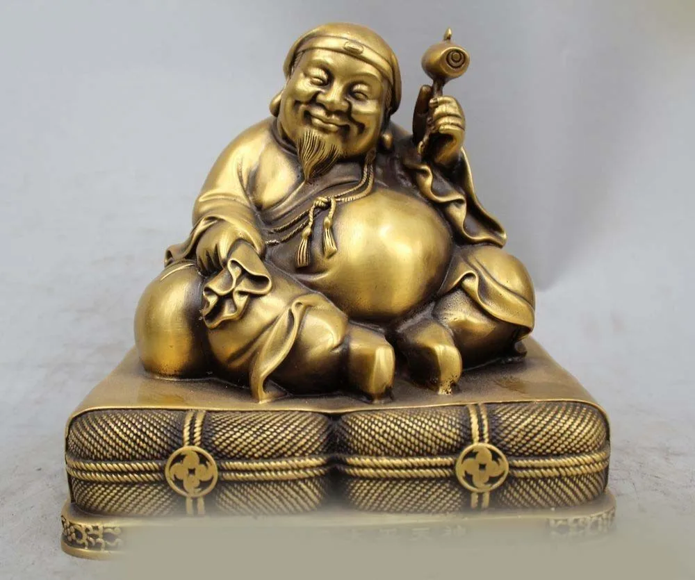 

DS 8" China Tibet Tibetan Brass Seat Mahakala Wrathful Deity God Statue Sculpture