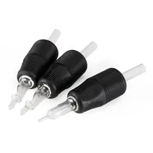 Принадлежности для татуировки 20 шт./кор. шестиугольное Силиконовое стерилизованное одноразовое черное тату-тюбики ручка " 25 мм с прозрачными длинными наконечниками