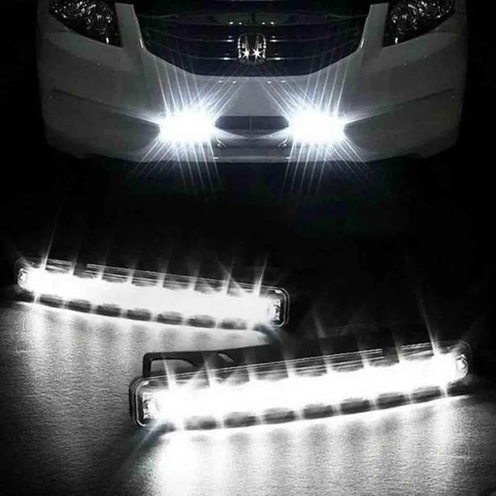 

Wind Powered 8 LED Car DRL Daytime Running Light Fog Warning Auto Head Lamp