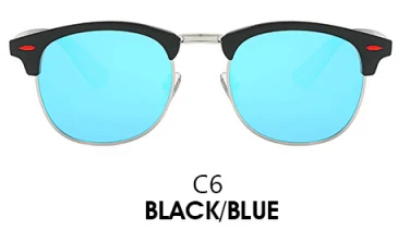 MIZHO, классические поляризационные солнцезащитные очки, мужские, Ретро стиль, фирменный дизайн, высокое качество, полуоправы, женские, мужские, модные, Зеркальные Солнцезащитные очки для женщин - Цвет линз: MPTYJ009 blue
