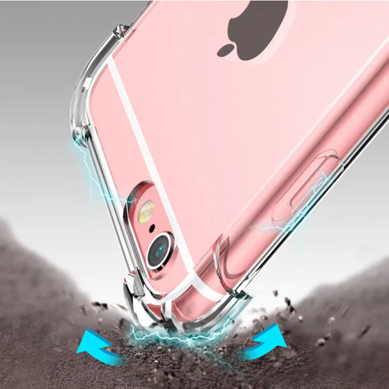

Fashion Shockproof Bumper Transparent Silicone Phone Case For iPhone X XS XR XS Max 8 7 6 6S Plus Clear protection Back Cover