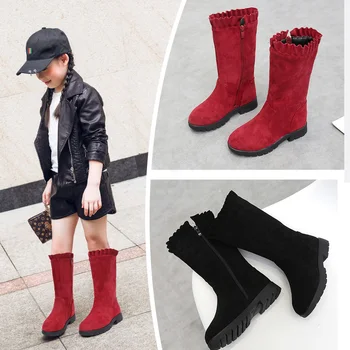 

Girls boots 2018 new fashion winter tube in the big children snow boots girls casual comfortable warm princess boots