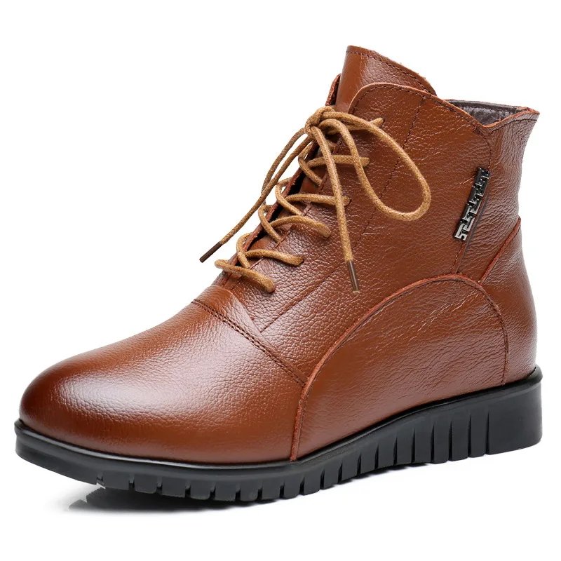 

2019 WOMEN GENUINE LEATHER MARTIN BOOTS WOMEN WINTER BOOTS WATERPROOF ANTISIKD LACE-UP WOMEN AUTUMN Winter BOOTS FASHION BOOTS