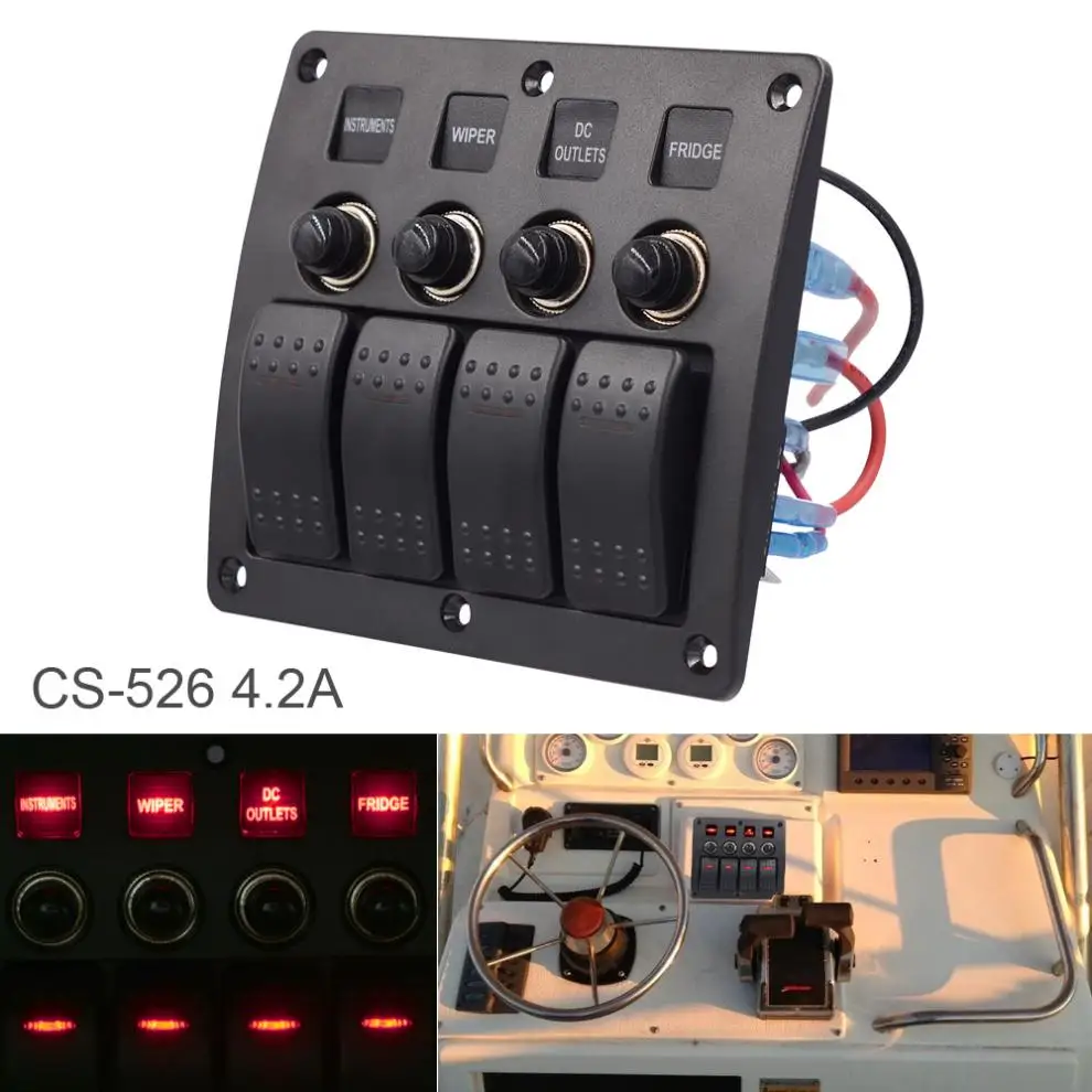

12V / 24V 3PIN 4 Band Lens Combination Panel Switch Foglight / Toplight Switch with Light for RVs / Boats / Yachts