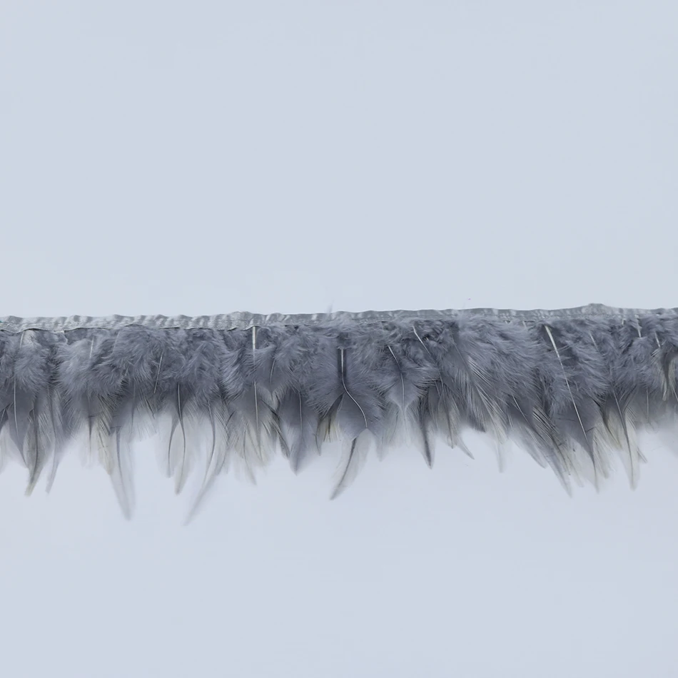 13 gray rooster saddle feather trims 6