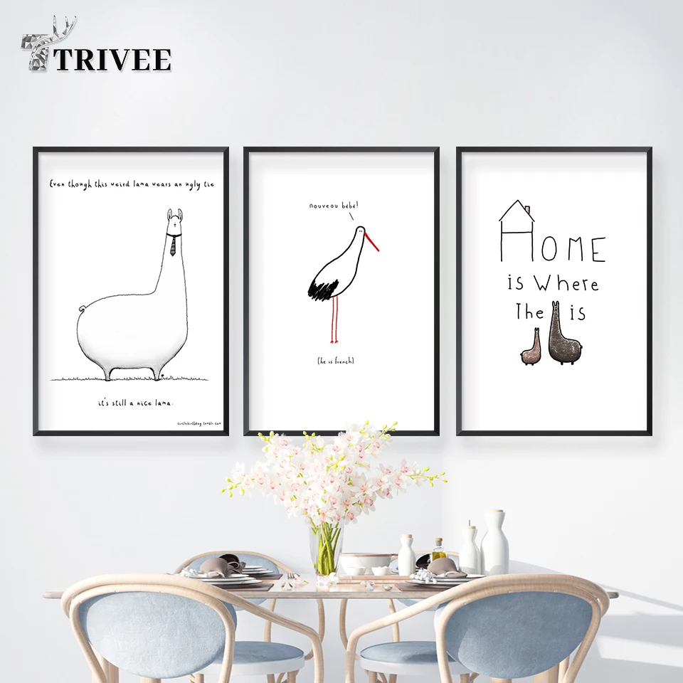 

Cartoon Animal Wall Canvas Printings Art Painting Home Love Nursery Wall Art Poster Gift Home Kids Room Decoration Wall Decor