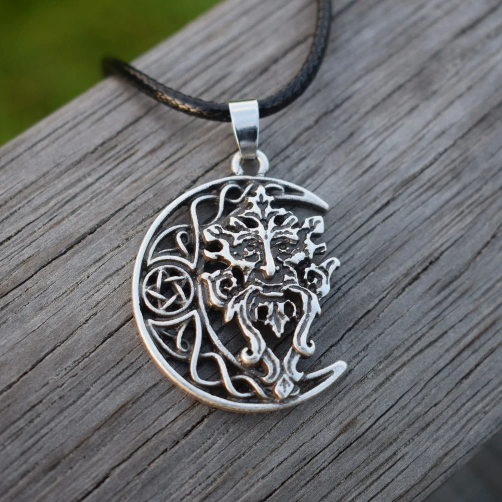 12 шт. Зеленые Подвески для мужчин ожерелье Greenman лес Бог ведение искусственное