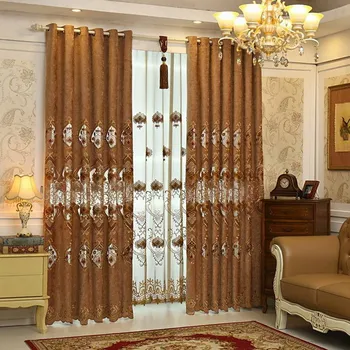 

Cloth Curtain Hollow Out Water Soluble Embroidery Room Chenille Window Shading Cloth Curtains for Living Dining Room Bedroom
