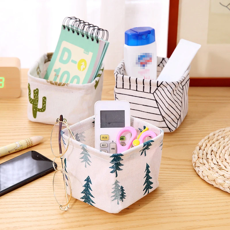 

Mini Cute Cactus Cotton Desktop Storage Organizer Home Sundries Storage Basket Makeup Desk Container Cosmetic Debris Sorting Box