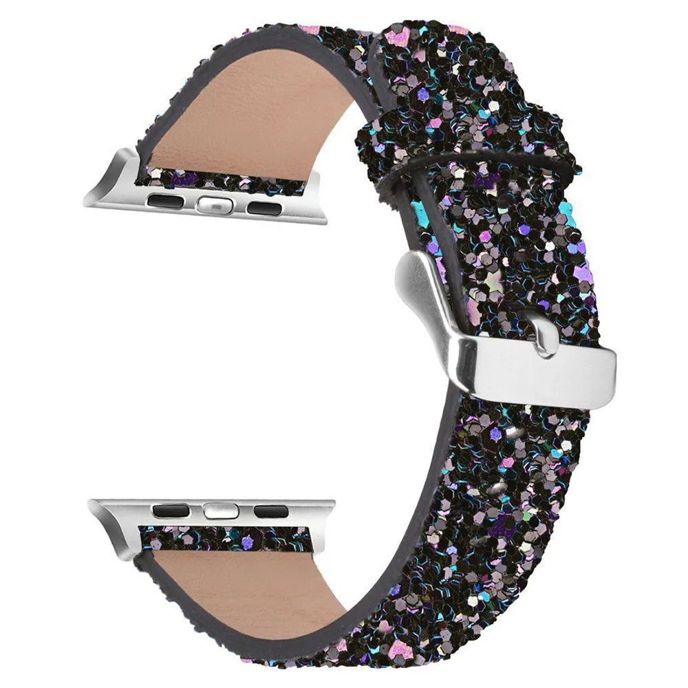 38 40 42 44 ремешок для часов, мм для Apple Watch Series 4/3/2/1 кожаный ремешок Bling Iwatch Группа наручные часы браслет блеск