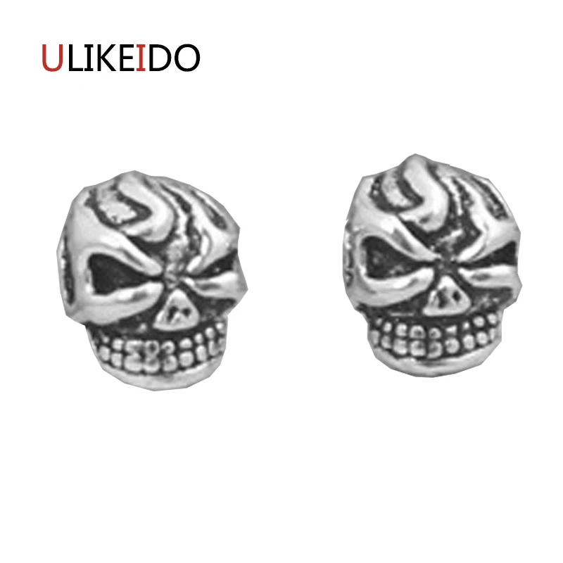 

100% Pure 925 Sterling Silver Skull Stud Earring Fashion Punk Pirates Skeleton Jewelry For Men And Women Christmas Gift 310