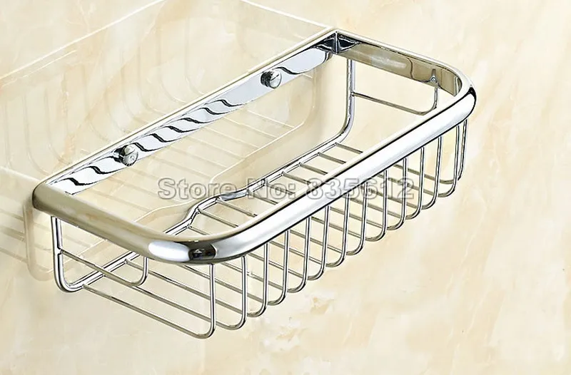 

11.8" inch (300mm) NEW Wall Mounted Single Tier Soap / Sponge Shower Storage Basket Chrome Finish Bathroom Accessories Wba524