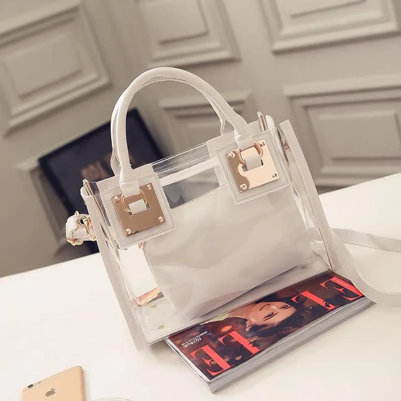 

Ougger Small Crossbody Cell Phone Shoulder Bag Women's Bags Lady Style White PVC Flap Bag with Sequined for Shopping