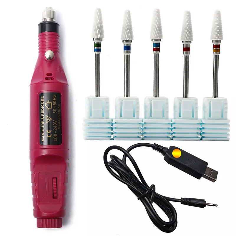 

1set Power Professional Electric Manicure Machine Pen Pedicure Nail Gel File Mill Tools Ceramic Bit Drill Nail Drill Machine New