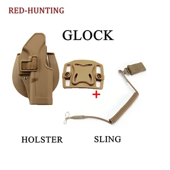 

Desert Black Tactical Airsoft Pistol GL 17 Holster with Gun Sling MOLLE Adapter Pouch Waist Gun Holster for Glock 17,19,22,23,31
