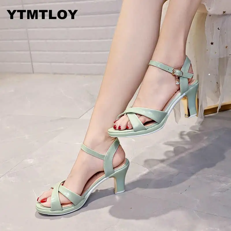 

Slingback Sandals Women Brand Mixed Colors Back Strap Summer Shoes Woman Thick Heels Footwear Zapatos Mujer High heel 2019