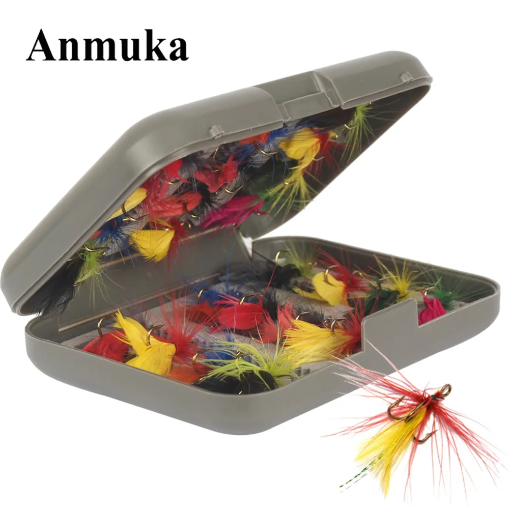 

Anmuka 24Pcs/Sets Fly Fishing Lure Set Artificial Bait Trout Fly Fishing Lures Fishing Hooks Tackle with Fly Box