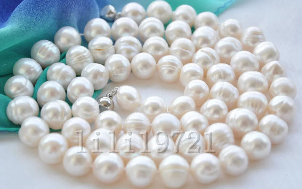 

FREE SHIPPING *******New Genuine 32" 13mm white round freshwater pearl necklace