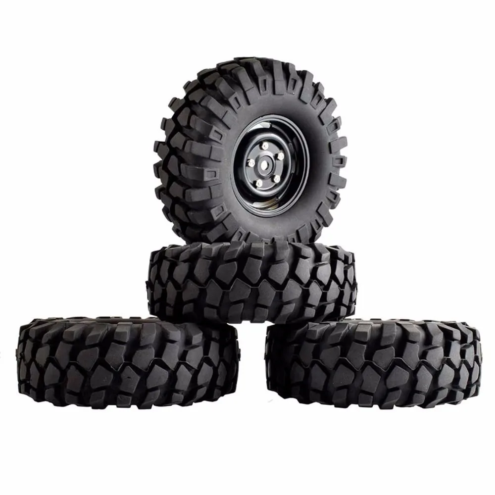 

1:10 rc rock crawler 1.9" Rubber Tyres/Wheel and Tires Axial SCX10 II D90 D110 Traxxas TRX-4 (4pcs)Black Rim90 96 108