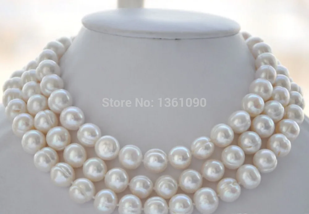 

00449 Lustre 49" 12-13mm white round FRESHWATER CULTURED pearl necklace