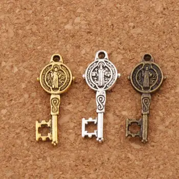 

3Colors Saint Benedict Medal Cross Key Religious Charm Beads 300pcs 9.4x24mm Pendants Alloy Handmade Jewelry DIY L1687