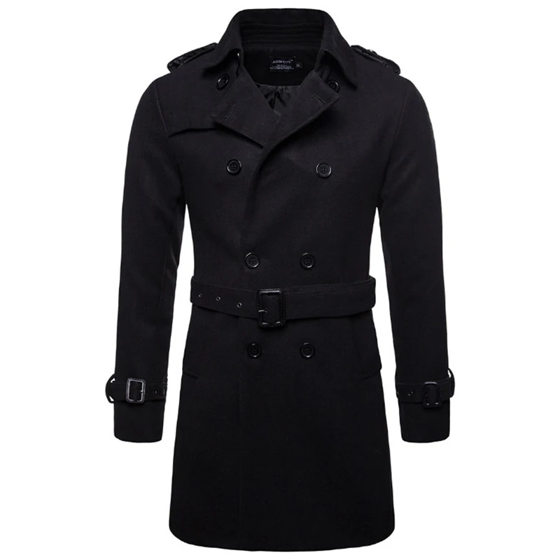 Europe and America Long Wool & Blends Coat Men Autumn Winter Double Breasted Windbreaker Jacket Men Brand Pea Coat US Size XXL Europe and America Long Wool & Blends Coat Men Autumn Winter Double Breasted Windbreaker Jacket Men Brand Pea Coat US Size XXL