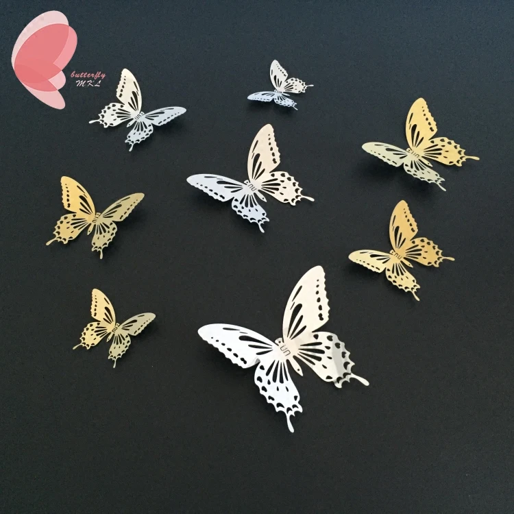 Free Shipping 5 X Stainless Butterfly Wall Sticker Gold ...