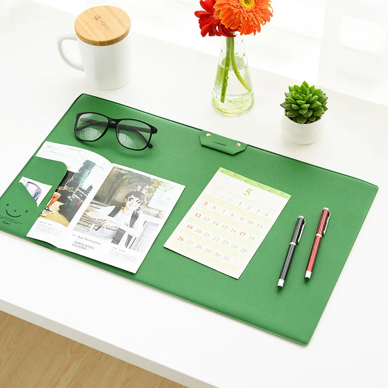 

2019 Korea Stationery Big Thick non-slip Desk Pad PU+PVC Double Pen Cover Layer Office Computer Desk Mat Learning Pad Pen Bag