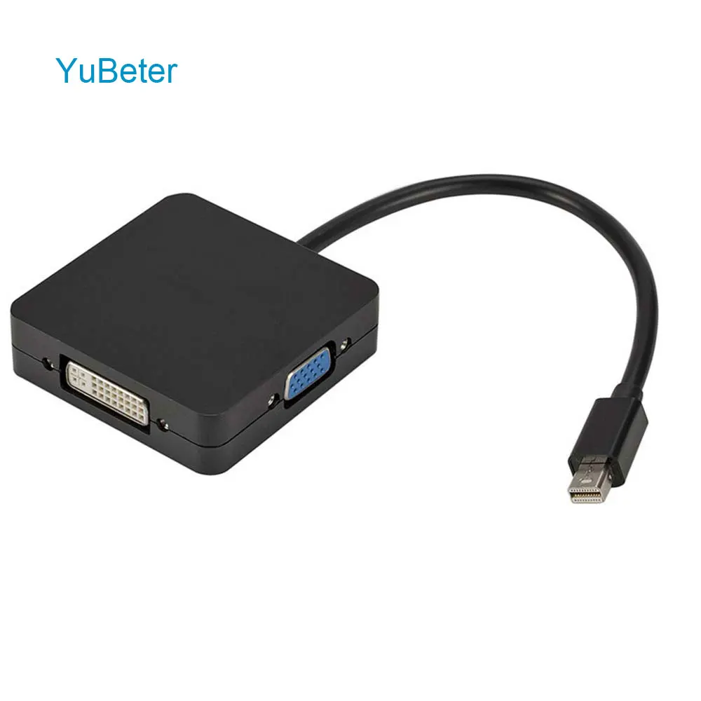 YuBeter 3 в 1 MINI DP DisplayPort Thunderbolt к VGA, HDMI, DVI Дисплей Порты и разъёмы Кабель адаптер для MacBook Проектор Монитор персонального компьютера