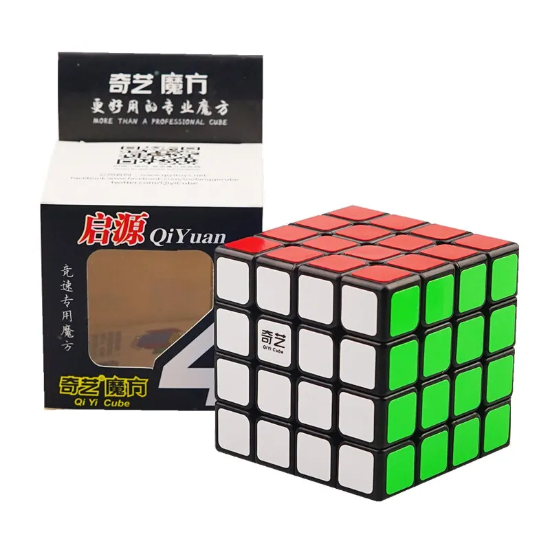 QIYI 4x4x4 кубик рубика куб 4 x мм 4 62 мм куб головоломка черный белый Professional speed волшебный куб обучающая игрушка для детей куб - Цвет: Черный