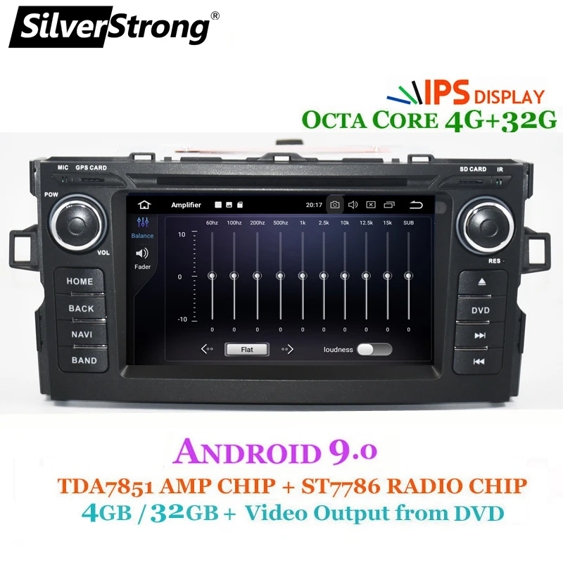 Discount SilverStrong IPS Android9.0 2DIN Car DVD for Toyota Auris hatchback Car Radio GPS For Toyota Auris GPS Stereo option 4core 5