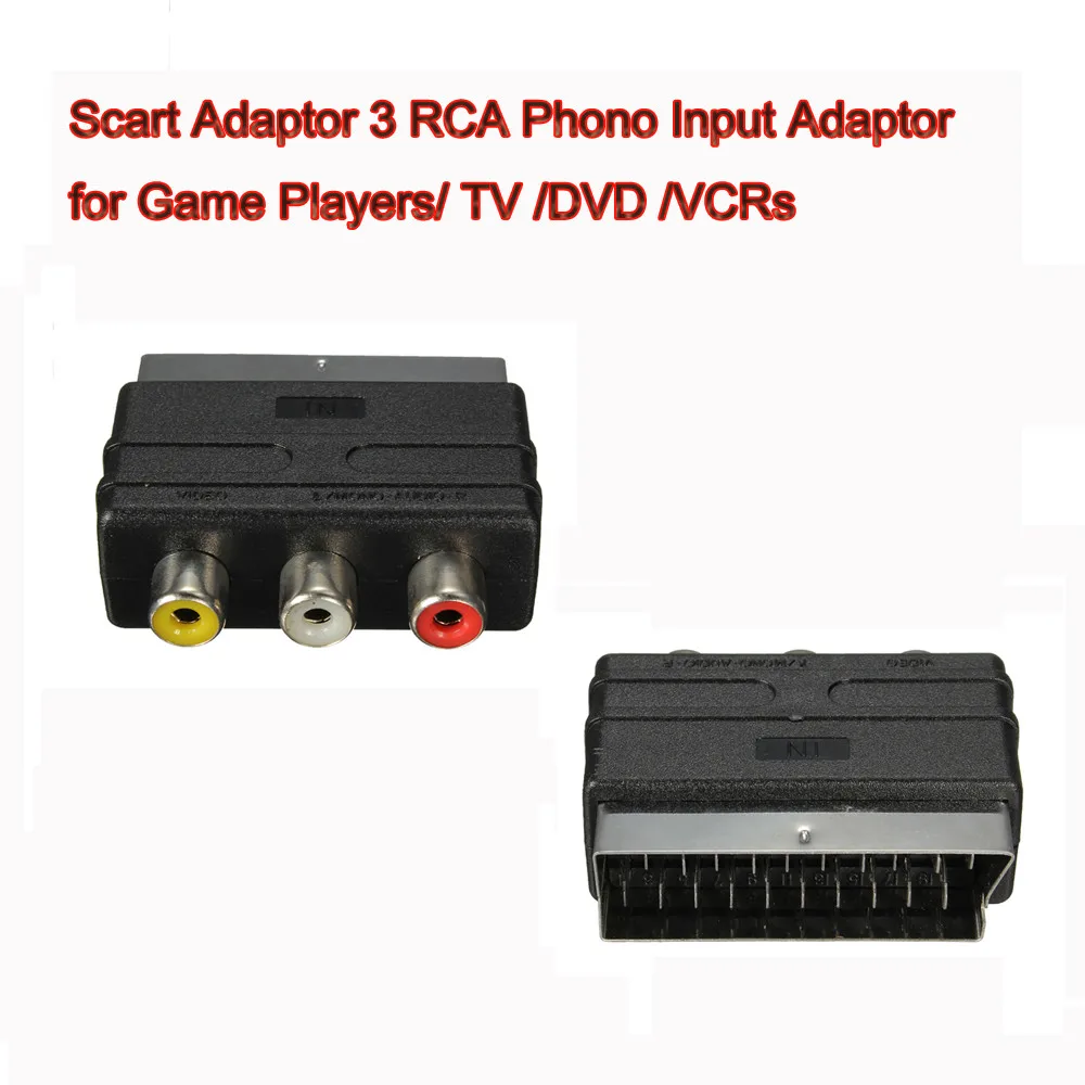 RGB scart plug male to 3 RCA Phono female AV adapter adaptor converter