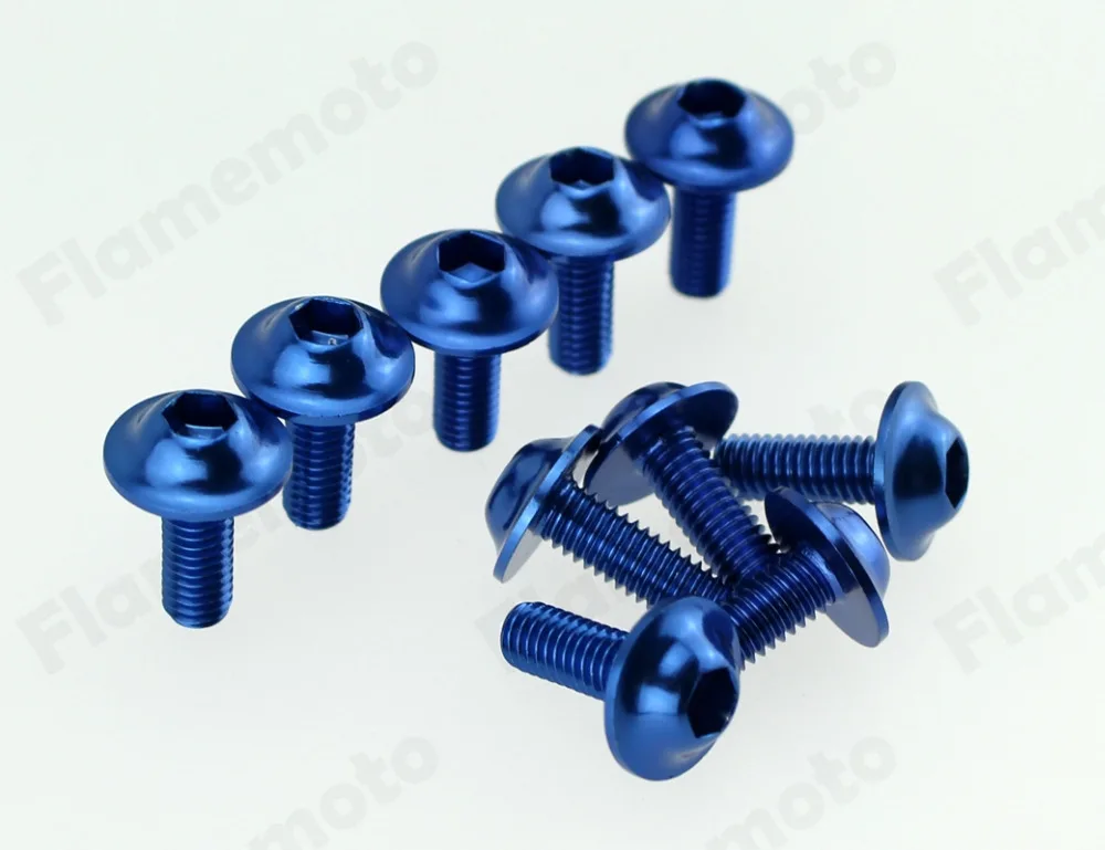 Buy 10pcs Motorcycle Blue Bolts Screw Aluminum adornment M6 x 16mm from