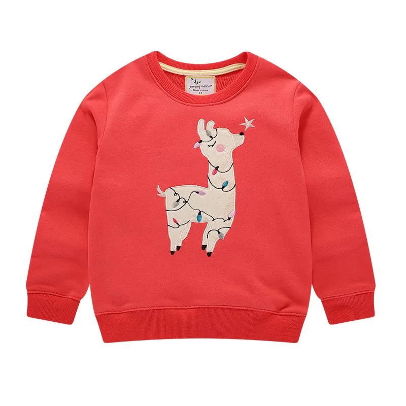 Jumping meter/осенние свитшоты новая брендовая одежда для маленьких девочек толстовки для малышей в полоску с радужной аппликацией наряды для маленьких девочек - Цвет: T3075 Alpaca