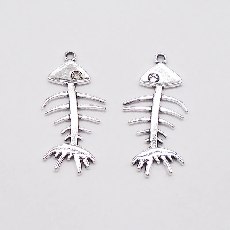 ZXZ-10pcs-Antique-Silver-Tone-Fishbone-Charms-Pendants-Beads-DIY-for-Jewelry-Making-Findings