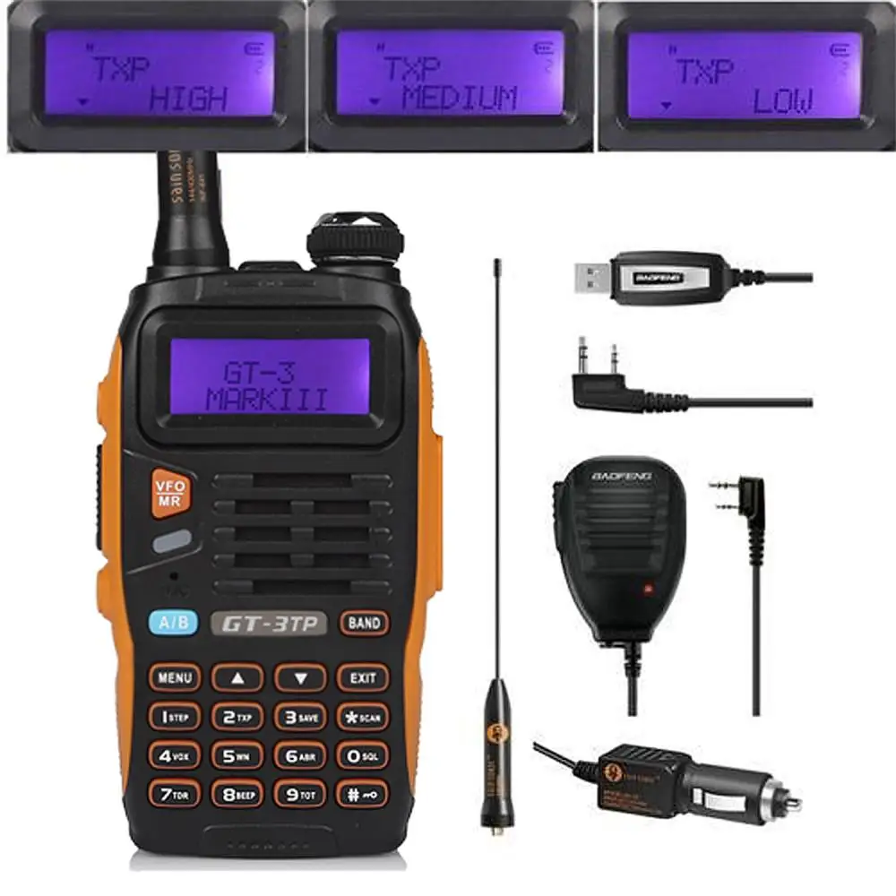 

SHIP NOW !!! Baofeng GT-3TP Mark III Kit 1/4/8W High Power VHF UHF Two Way Radio Walkie Talkie Transciver