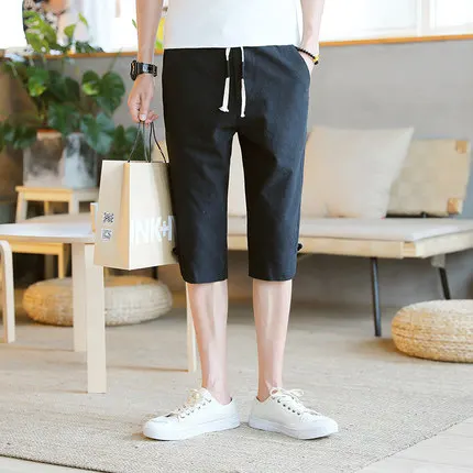 NEW 2021 Spring summer indoor Casual Linen loose students youth City men\'s easing leisure men seven breeches thin trousers 5XL aladdin trousers