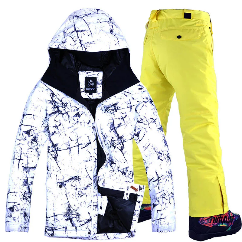 Бренд, мужские лыжные наборы, Сноубордическая куртка и штаны, ветрозащитный лыжный костюм, мужской водонепроницаемый теплый комплект для сноубординга