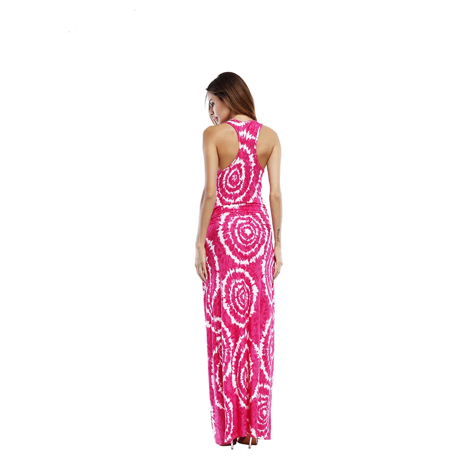 Long Dress Flower Print Strap Off Shoulder Belt Side Split Backless 2018 Summer New Hippie Sexy Maxi Dresses