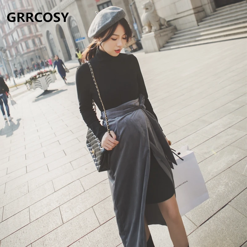 GRRCOSY Maternity Autumn High Collar Bottom Dress Two-piece Suit Maternity Skirt Fashion Bottoming Dress Split Set Cloth GRRCOSY Maternity Autumn High Collar Bottom Dress Two-piece Suit Maternity Skirt Fashion Bottoming Dress Split Set Cloth