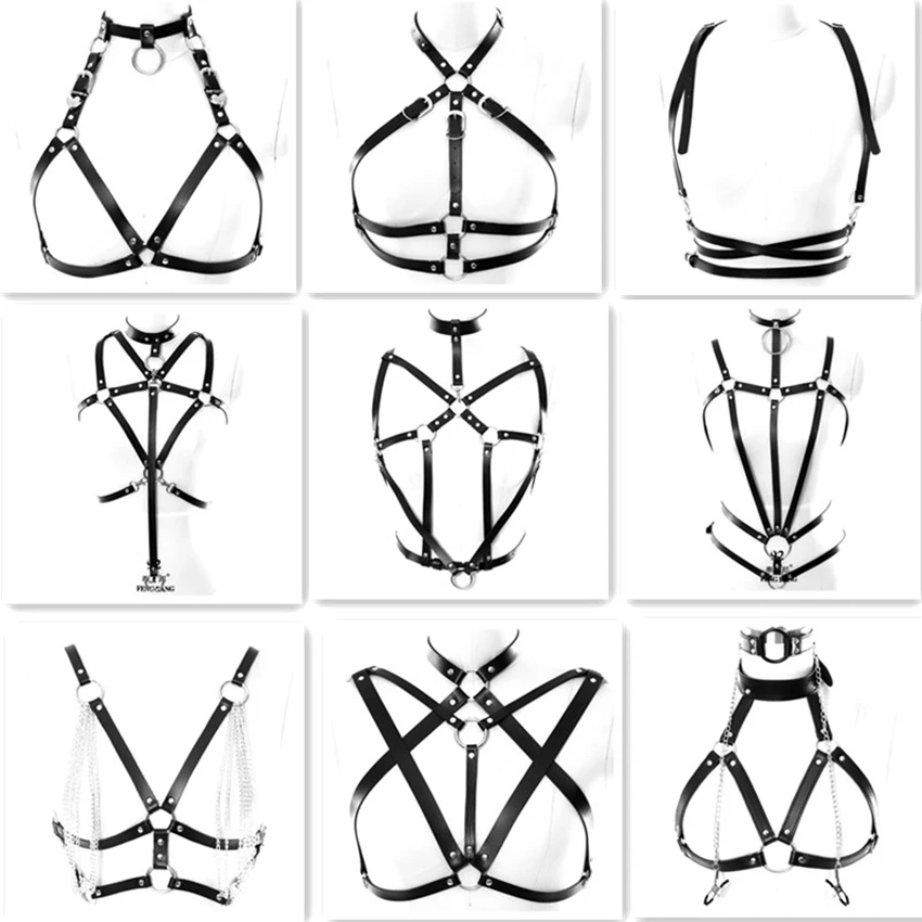 Harness Women Fashion Punk Harajuku O-ring Body Garters Faux Leather Bondage Cage Sculpting Harness Waist Belt Straps Suspenders