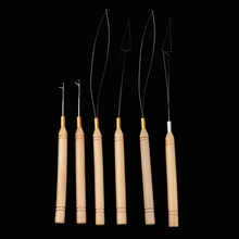 6 шт./компл. деревянные волосы для наращивания петля иглы Threader провода тянущий Крюк Инструмент для бисера