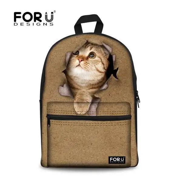 FORUDESIGNS, стиль, 3D принт с животными, школьные сумки, милый кот, школьная сумка, Zaini Scuola Mochila Infantis Escolar, для детей, девочек - Цвет: 2U0066A1